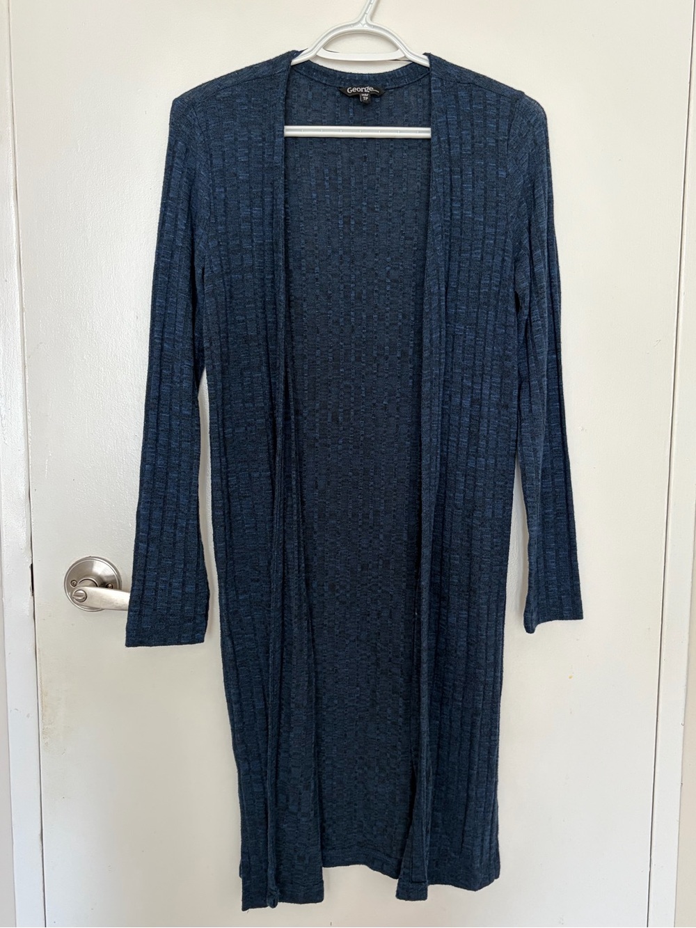 George Long Open-Front Ribbed Cardigan in Navy Blue 💙